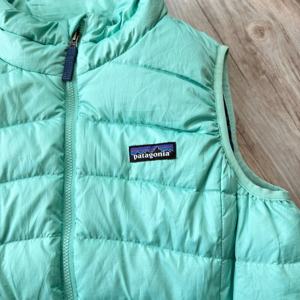 Patagonia‎ Youth Girls Down Vest Aqua Teal Lightweight Puffer Size XL 14